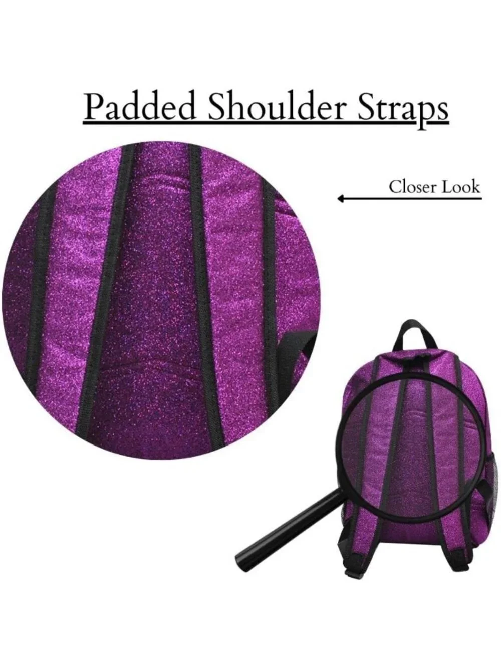 Glitter Purple Canvas School Backpack | Stylish & Durable for Kids & Teens